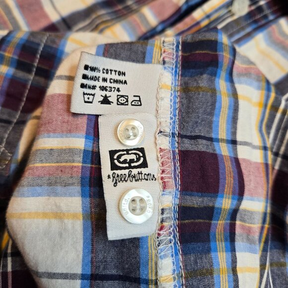 Ecko Unltd Mens Plaid Button-Up‎ Shirt 3X Cotton Long Sleeve Multicolor - Picture 8 of 12